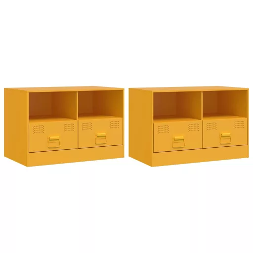 2 db mustársárga acél TV-szekrény 67 x 39 x 44 cm