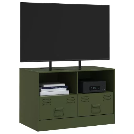 Olívazöld acél TV-szekrény 67 x 39 x 44 cm