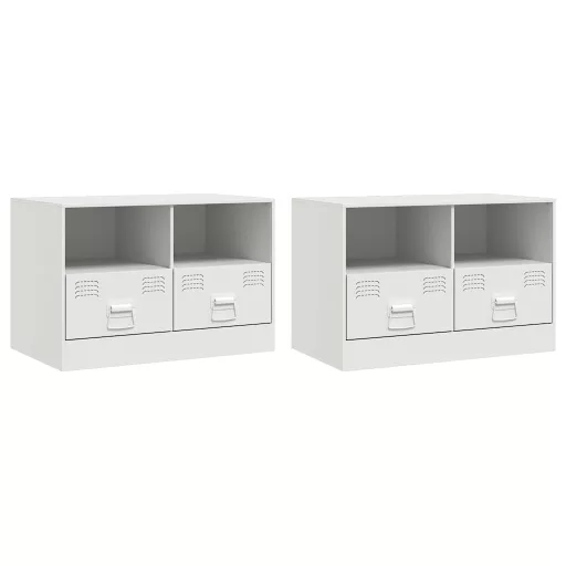 2 db fehér acél TV-szekrény 67 x 39 x 44 cm