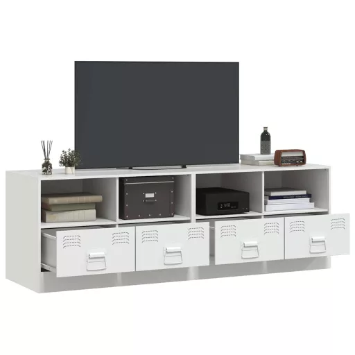 2 db fehér acél TV-szekrény 67 x 39 x 44 cm