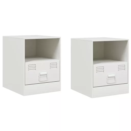 2 db fehér acél éjjeliszekrény 34,5 x 39 x 44 cm