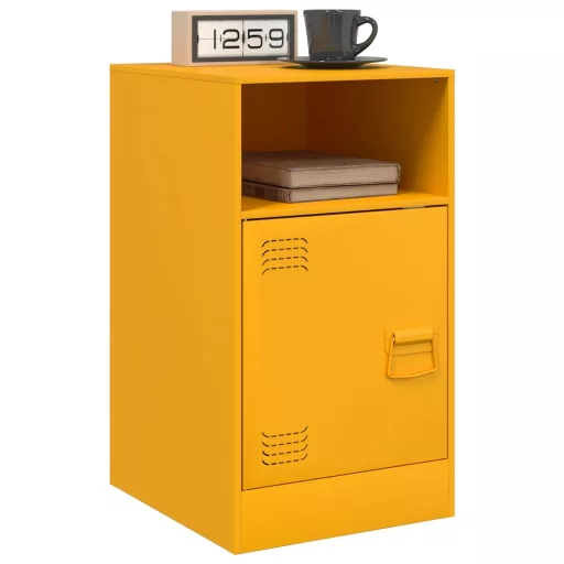 2 db mustársárga acél éjjeliszekrény 34,5 x 39 x 62 cm