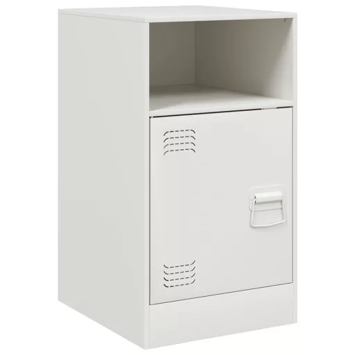 Fehér acél éjjeliszekrény 34,5x39x62 cm