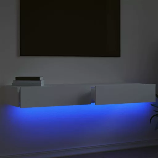 2 db fehér TV-szekrény LED-lámpákkal 60x35x15,5 cm