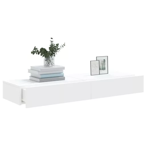2 db fehér TV-szekrény LED-lámpákkal 60x35x15,5 cm