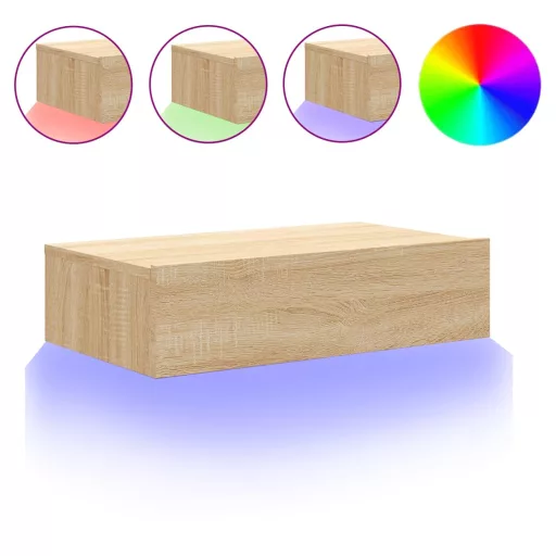 Sonoma tölgyszínű TV-szekrény LED-lámpákkal 60x35x15,5 cm