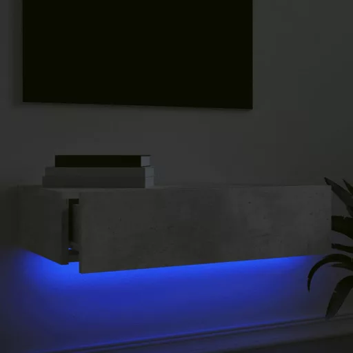 Betonszürke TV-szekrény LED-lámpákkal 60x35x15,5 cm