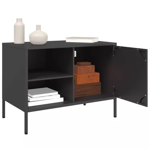 2 db fekete acél TV-szekrény 68 x 39 x 50,5 cm