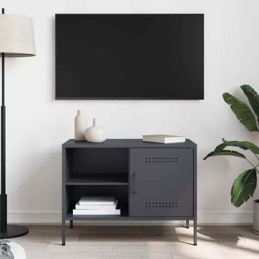 Antracitszürke acél TV-szekrény 68 x 39 x 50,5 cm