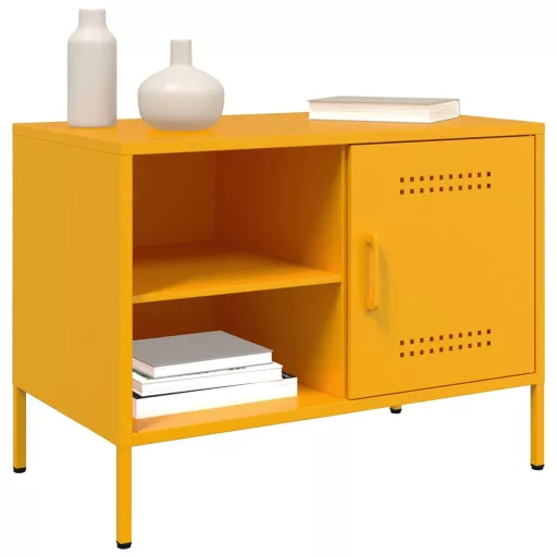 2 db mustársárga acél TV-szekrény 68 x 39 x 50,5 cm