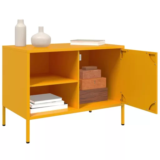 2 db mustársárga acél TV-szekrény 68 x 39 x 50,5 cm