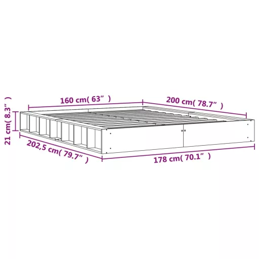 Viaszbarna tömör fenyőfa ágy matrac nélkül 160 x 200 cm