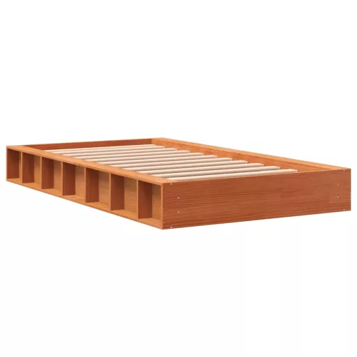 Viaszbarna tömör fenyőfa ágy matrac nélkül 100 x 200 cm