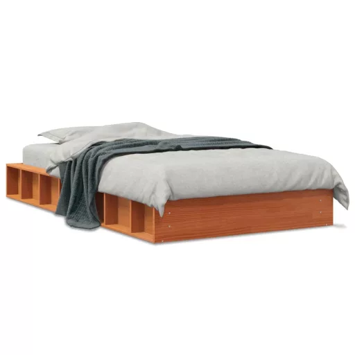 Viaszbarna tömör fenyőfa ágy matrac nélkül 75 x 190 cm