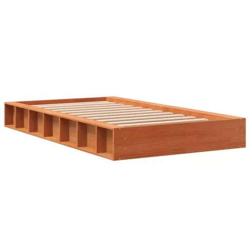 Viaszbarna tömör fenyőfa ágy matrac nélkül 75 x 190 cm