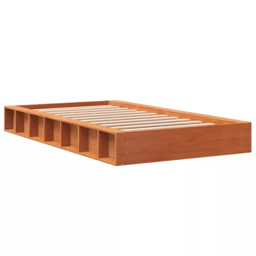 Viaszbarna tömör fenyőfa ágy matrac nélkül 75 x 190 cm