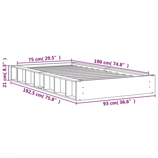 Viaszbarna tömör fenyőfa ágy matrac nélkül 75 x 190 cm
