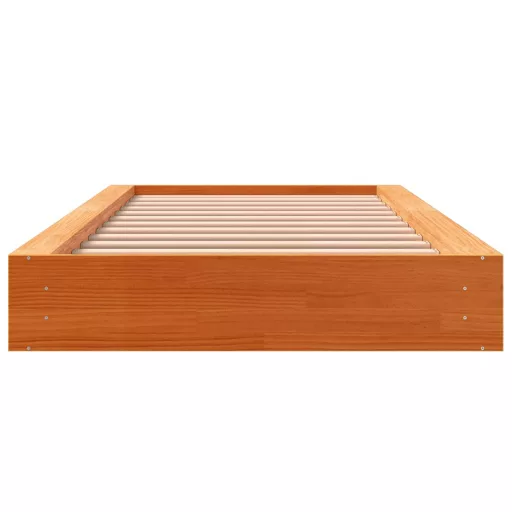 Viaszbarna tömör fenyőfa ágy matrac nélkül 90 x 190 cm