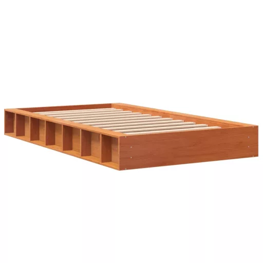 Viaszbarna tömör fenyőfa ágy matrac nélkül 90 x 190 cm