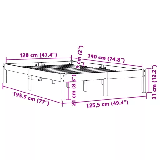 Viaszbarna tömör fenyőfa ágy matrac nélkül 120 x 190 cm