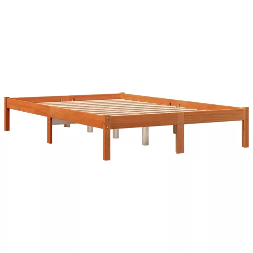 Viaszbarna tömör fenyőfa ágy matrac nélkül 135 x 190 cm