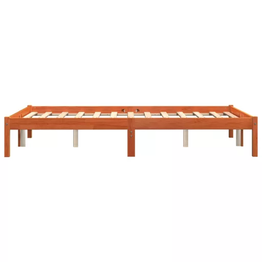 Viaszbarna tömör fenyőfa ágy matrac nélkül 135 x 190 cm