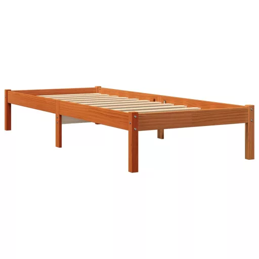 Viaszbarna tömör fenyőfa ágy matrac nélkül 90 x 200 cm