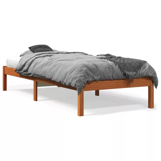 Viaszbarna tömör fenyőfa ágy matrac nélkül 100 x 200 cm