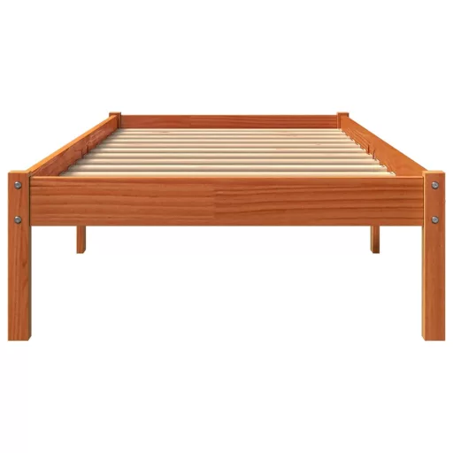 Viaszbarna tömör fenyőfa ágy matrac nélkül 100 x 200 cm