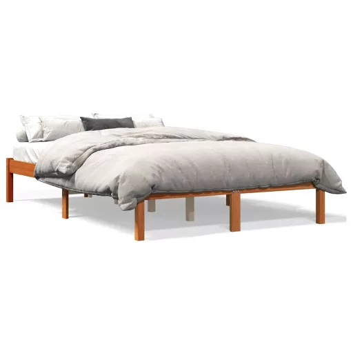 Viaszbarna tömör fenyőfa ágy matrac nélkül 140 x 200 cm