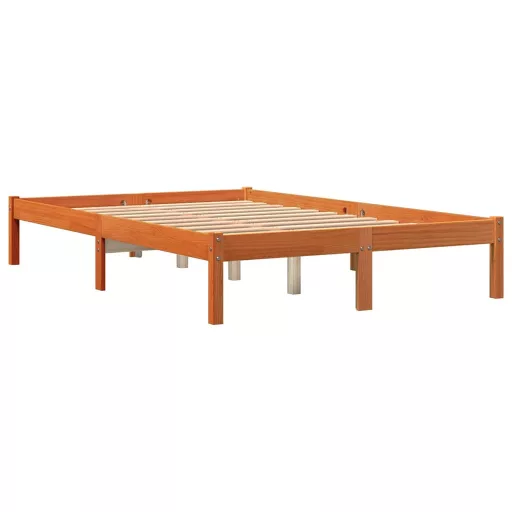 Viaszbarna tömör fenyőfa ágy matrac nélkül 140 x 200 cm
