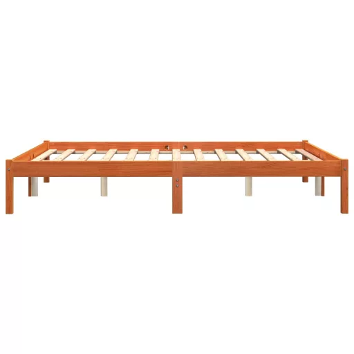 Viaszbarna tömör fenyőfa ágy matrac nélkül 150 x 200 cm