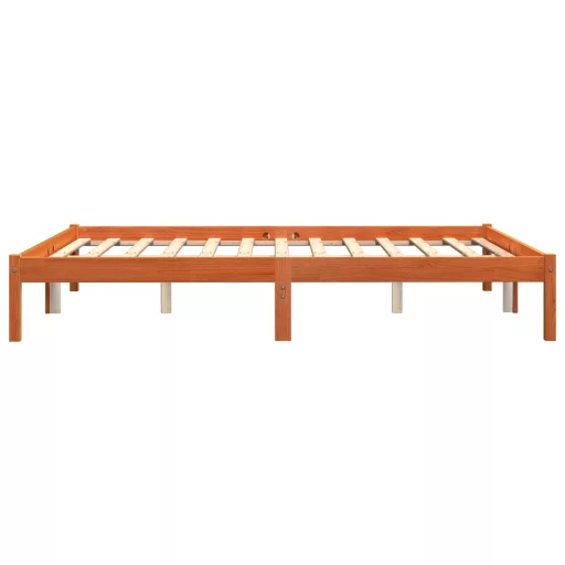 Viaszbarna tömör fenyőfa ágy matrac nélkül 160 x 200 cm