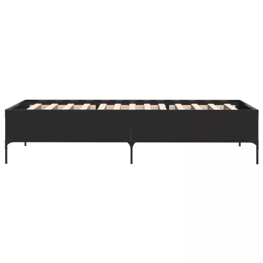 Fekete szerelt fa és fém ágykeret 100 x 200 cm