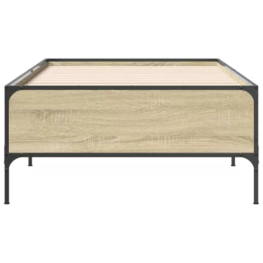 Sonoma tölgyszínű szerelt fa és fém ágykeret 100 x 200 cm