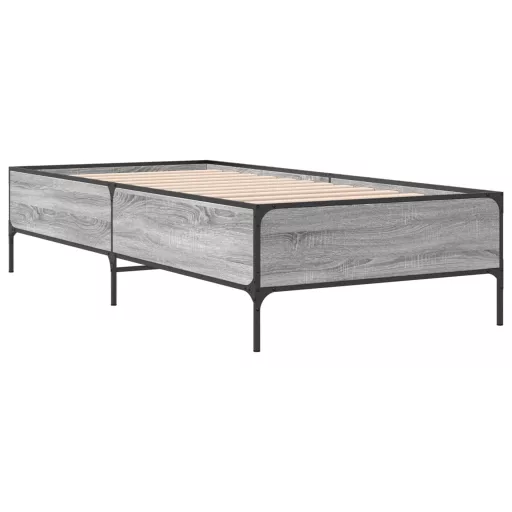 Sonoma tölgyszínű szerelt fa és fém ágykeret 100 x 200 cm