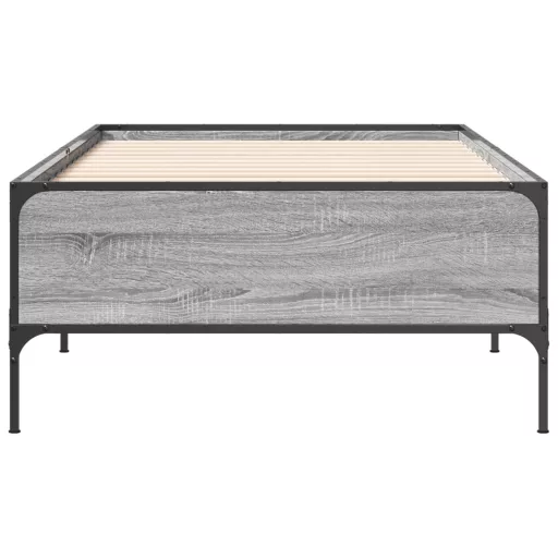 Sonoma tölgyszínű szerelt fa és fém ágykeret 100 x 200 cm