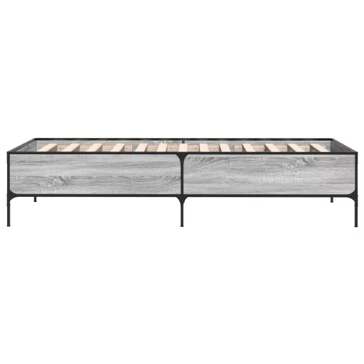 Sonoma tölgyszínű szerelt fa és fém ágykeret 100 x 200 cm