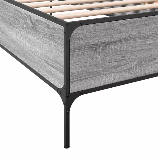 Sonoma tölgyszínű szerelt fa és fém ágykeret 100 x 200 cm