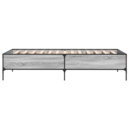 Sonoma tölgyszínű szerelt fa és fém ágykeret 90 x 200 cm