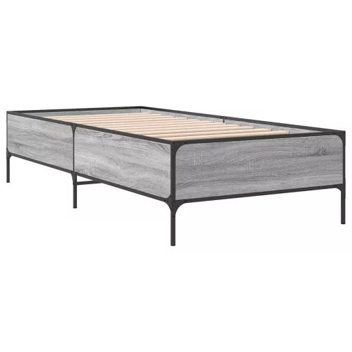 Sonoma tölgyszínű szerelt fa és fém ágykeret 90 x 200 cm