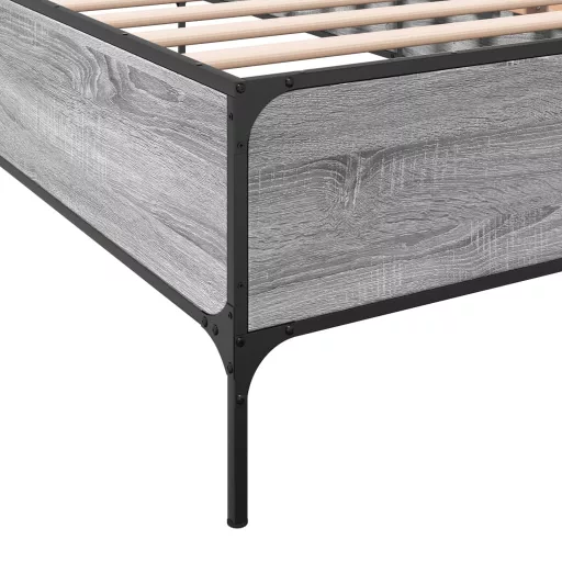 Sonoma tölgyszínű szerelt fa és fém ágykeret 90 x 200 cm