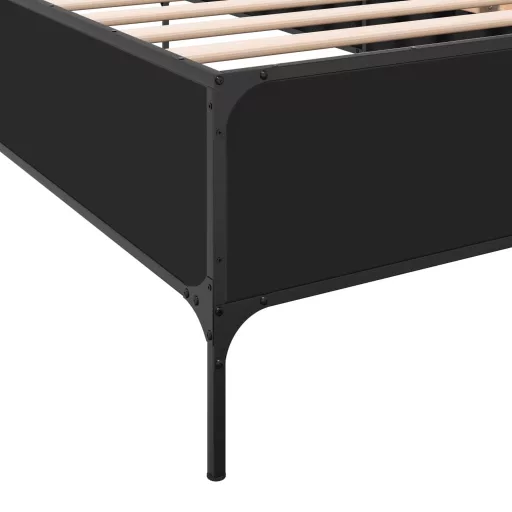 Fekete szerelt fa és fém ágykeret 90 x 190 cm