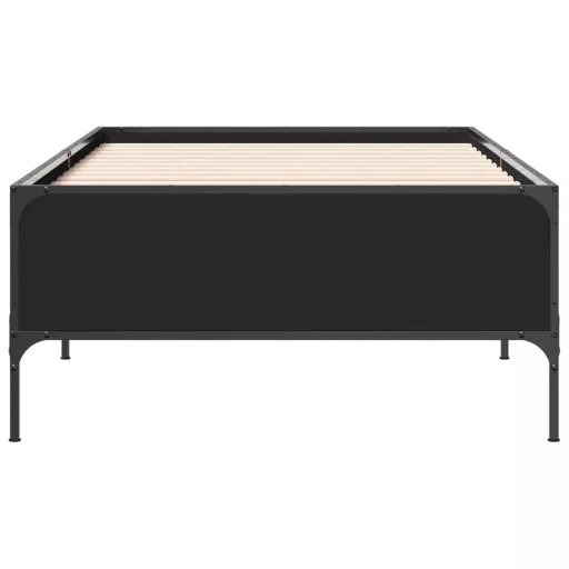 Fekete szerelt fa és fém ágykeret 75 x 190 cm