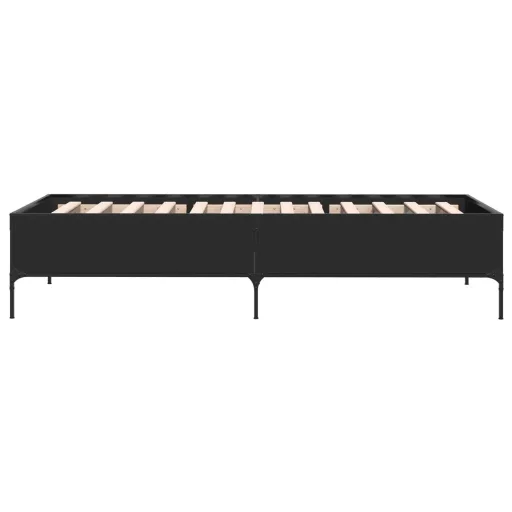 Fekete szerelt fa és fém ágykeret 75 x 190 cm