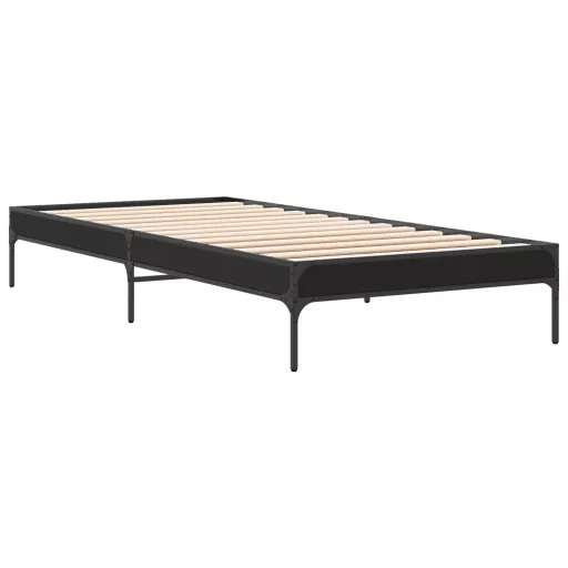 Fekete szerelt fa és fém ágykeret 90 x 200 cm