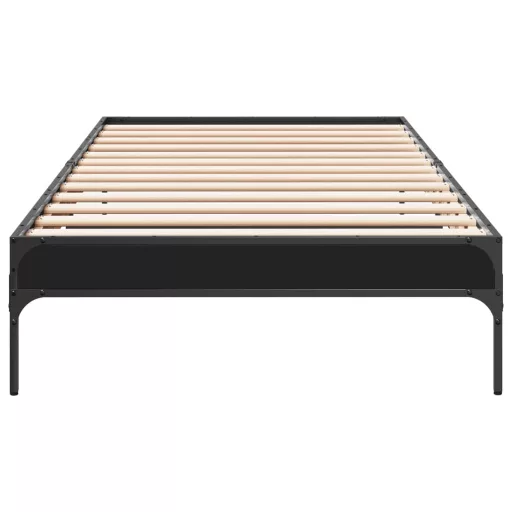 Fekete szerelt fa és fém ágykeret 90 x 200 cm