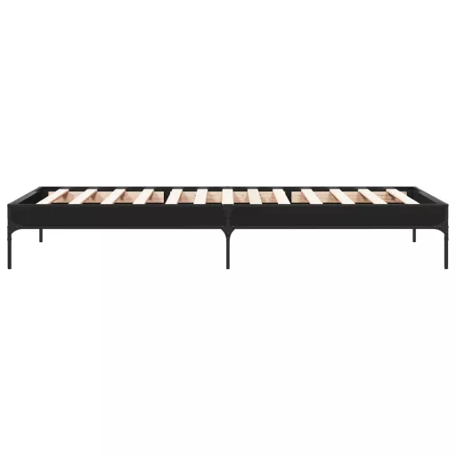 Fekete szerelt fa és fém ágykeret 90 x 200 cm