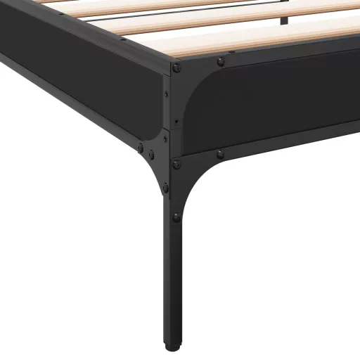 Fekete szerelt fa és fém ágykeret 90 x 200 cm