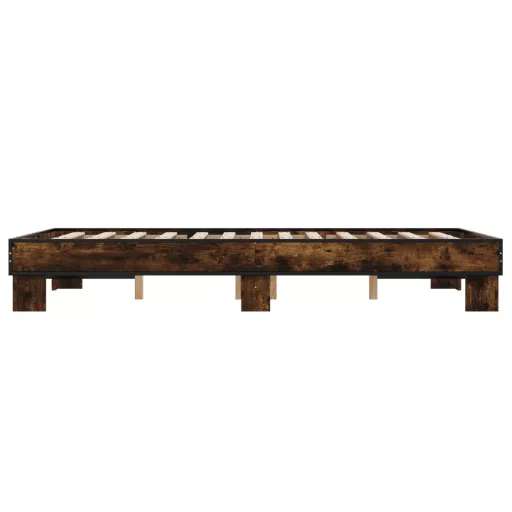 Barna tölgyszínű szerelt fa és fém ágykeret 120 x 200 cm